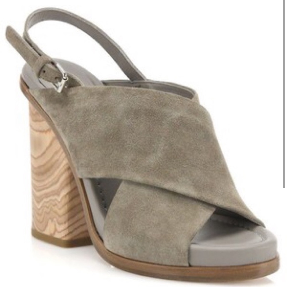 Vince Helena Wooden Block Heel Suede Sandal Size 10